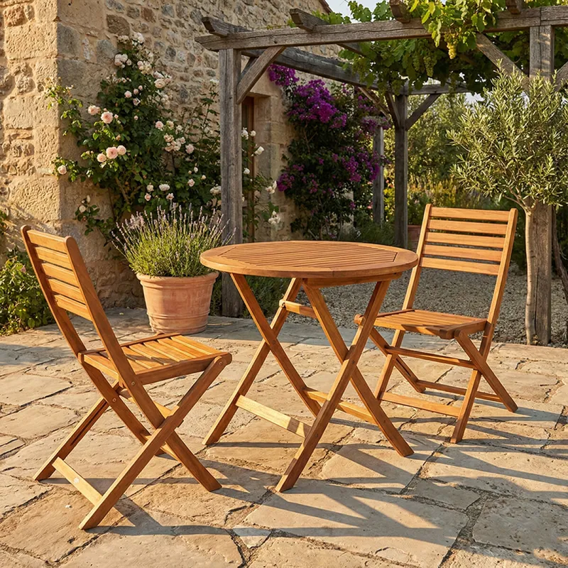 Kit Mesa + 2 Sillas Plegables - Ipanema - Jaroba en Madera natural - Muebles para el exterior, Uruguay | Rústico Hogar