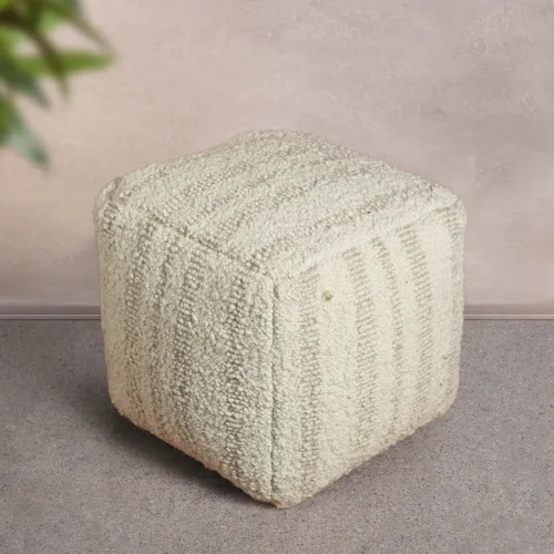 Pouf Balduque Lana Lana Natural - Textiles, Uruguay | Divino