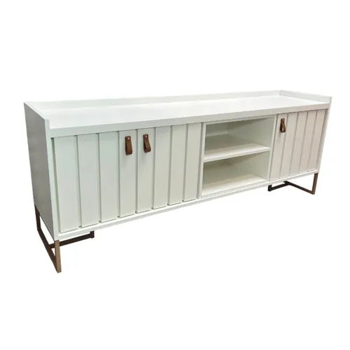 Rack Trendy 180 cm - Blanco (Pie Dorado) - Muebles para TV, Uruguay | Berna home