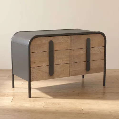 Cómoda 6 Cajones Madera-y-metal Aria en Madera natural - Cómodas, Uruguay | Divino