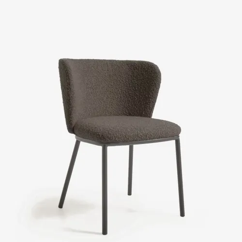 Silla Ciselia de borreguito negro y acero negro en Negro - Sillas, Uruguay | Kavehome