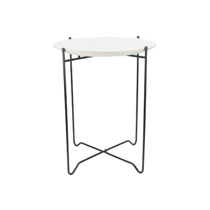 MESA AUXILIAR REDONDA D41/H52CM MADERA BLANCA en Blanco - Mesas de arrimo, Uruguay | Koz