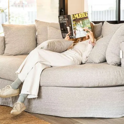 SILLON LUNA - OVAL - LINO GRIS MEDIO en Gris - Sillones y sofás, Uruguay | La Iberica