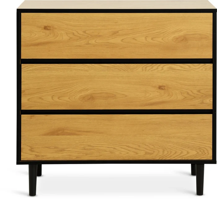 Cómoda ODENSE 3 cajones color roble/negro en Madera natural - Cómodas, Uruguay | JYSK, vista 2