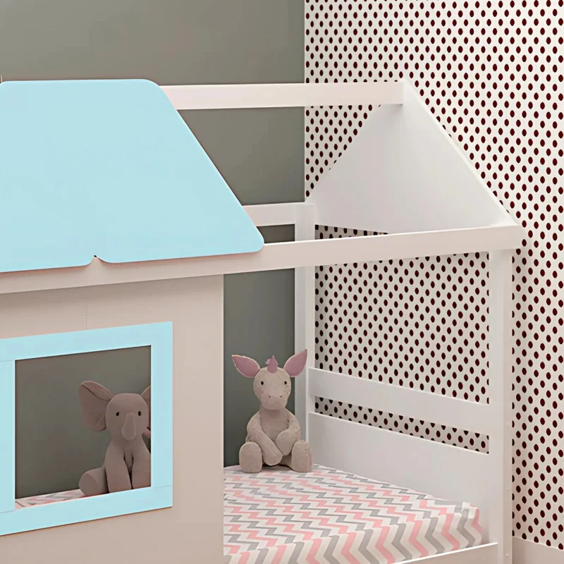 Cama Casita 1 Plaza - Tota B137 - Blanco/Azul en Multicolor - Dormitorio, Uruguay | Rústico Hogar, vista 3
