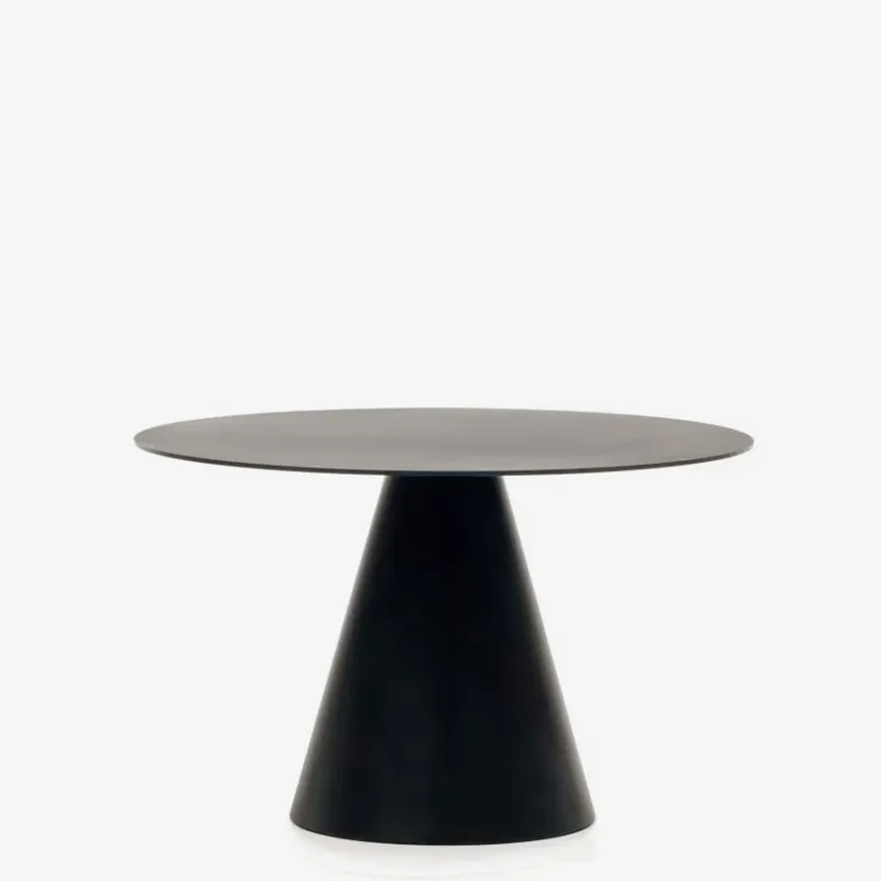 Mesa Wilshire de cristal templado y metal con acabado pintado negro Ø 120 cm en Negro - Mesas de comedor, Uruguay | Kavehome