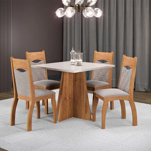 Juego De Comedor 4 Sillas Tapizadas Tapa Rectangular - Mesas de comedor, Uruguay | Soy Hogar