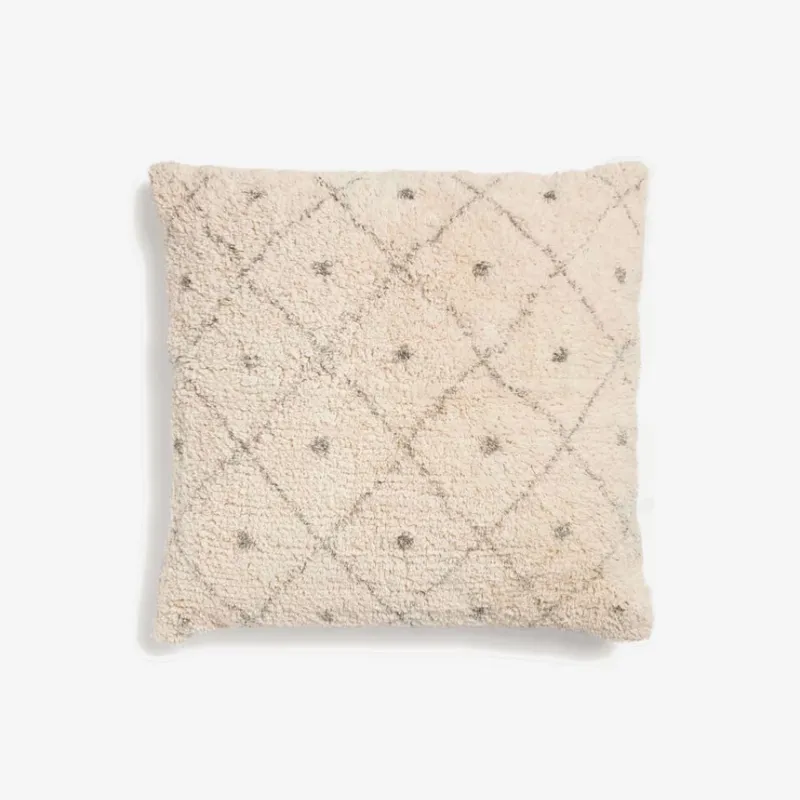 Almohadón Zita 100% algodón pelo beige con rombos y puntos azul - 50 x 50 cm en Beige - Textiles, Uruguay | Kavehome