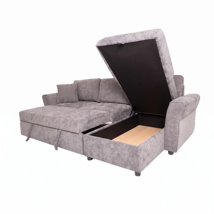 Sofá Cama Chaise/baúl Tela Gris Bristol en Gris - Sillones y sofás, Uruguay | Divino, vista 7