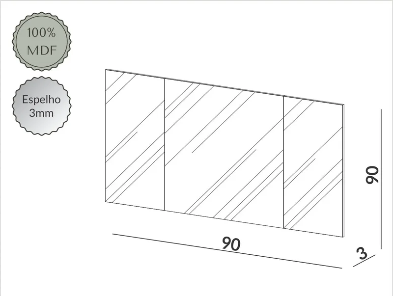 Espejo Rectangular Paris 90cm Estructura MDF - Espejos, Uruguay | Balton, vista 3