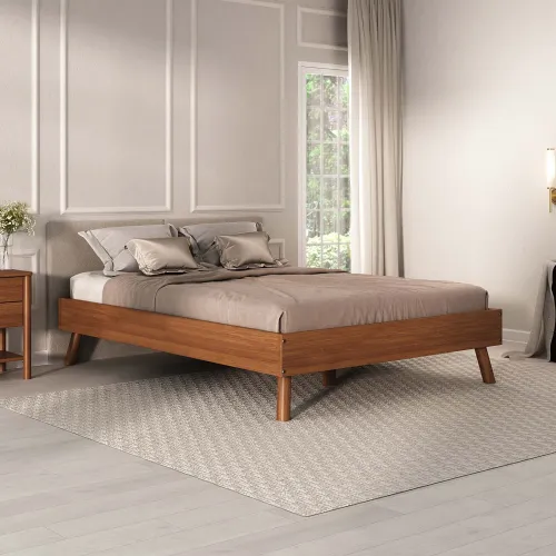 Cama 2 Plazas Madera Marron Florida en Marrón - Dormitorio, Uruguay | Divino