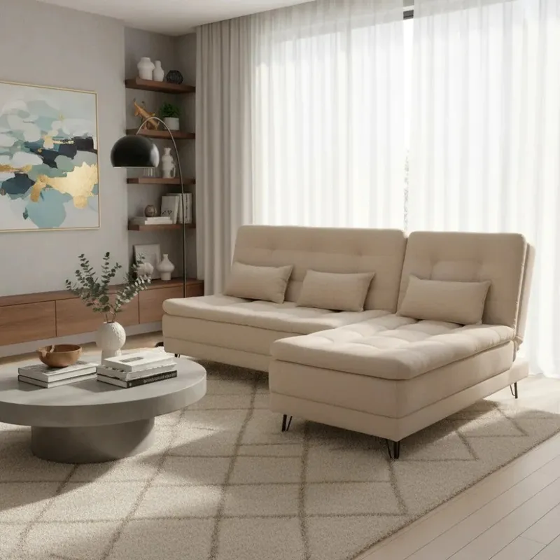 Sillón Cama con Chaise Izquierdo y derecho - Vértice - Beige - Sillones y sofás, Uruguay | Ecowood