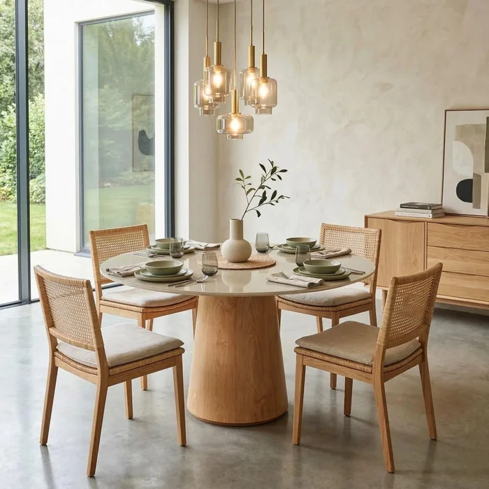 Mesa de Comedor Ana - Redonda - Línea Nevada - Blanco en Blanco - Mesas de comedor, Uruguay | Ecowood, vista 3