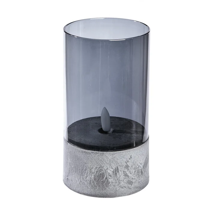 FAROL LED CILINDRICO DE VIDRIO D8x13CM GRIS en Gris - Velas y Portavelas, Uruguay | Decohogar, vista 2