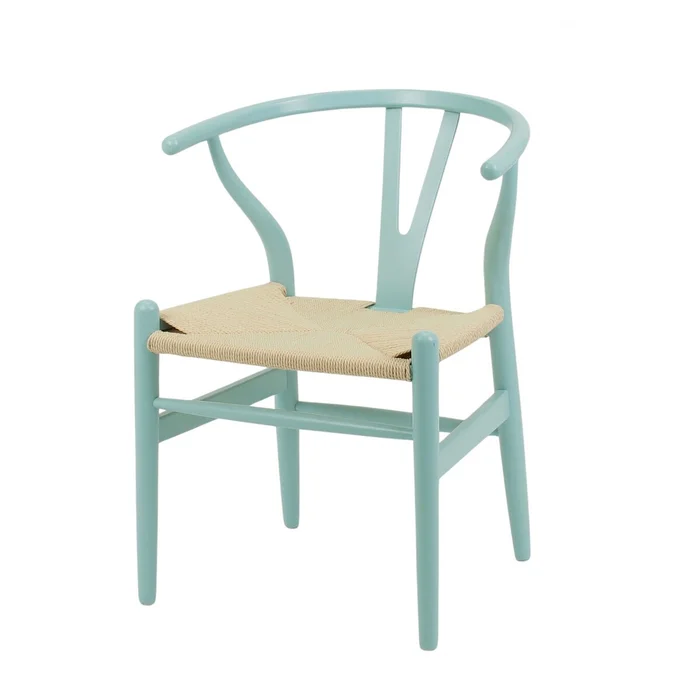 Silla Wishbone - Madera de Haya y Rattan natural - Celeste en Azul - Sillas, Uruguay | Rústico Hogar, vista 2
