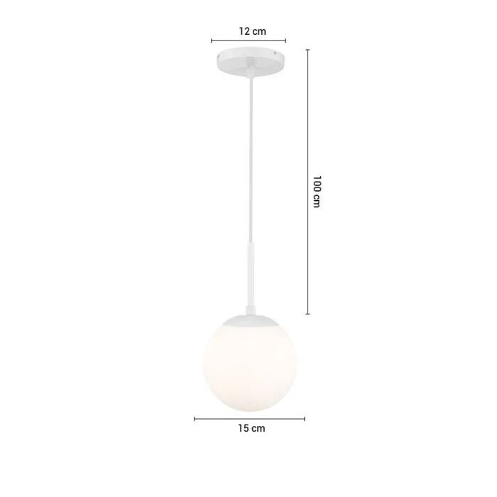 Lámpara Colgante Miami Blanca ø 15 cm en Blanco - Lámparas colgantes, Uruguay | Serlux, vista 5