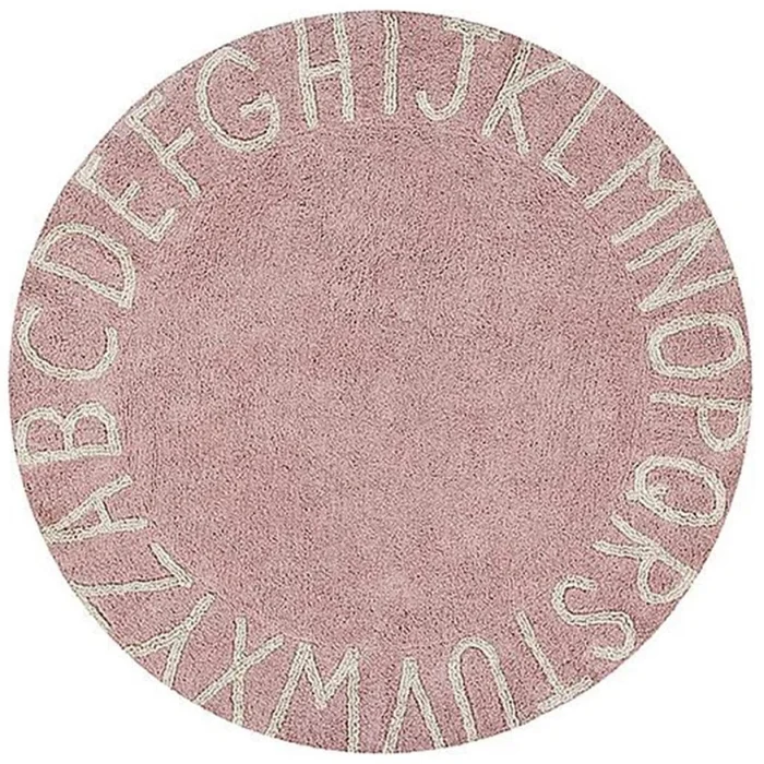 ALFOMBRA REDONDA POP 100CM ROSA LETRAS en Rosa - Alfombras, Uruguay | Decohogar