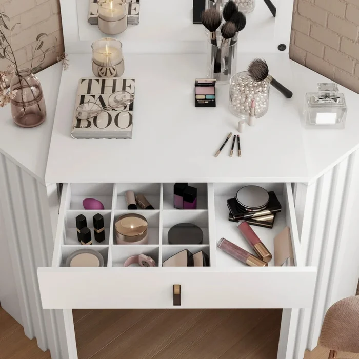 Escritorio Tocador Esquinero - FIT - Glitter - Blanco en Blanco - Escritorios y sillas de escritorio, Uruguay | Ecowood, vista 3