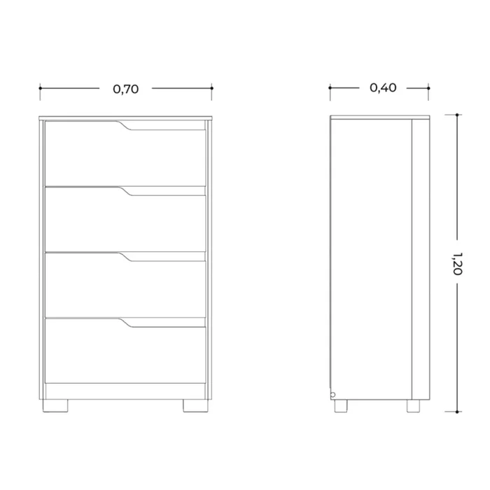 Comoda 4 Cajones - Línea FIT - Marrón en Marrón - Cómodas, Uruguay | Ecowood, vista 6