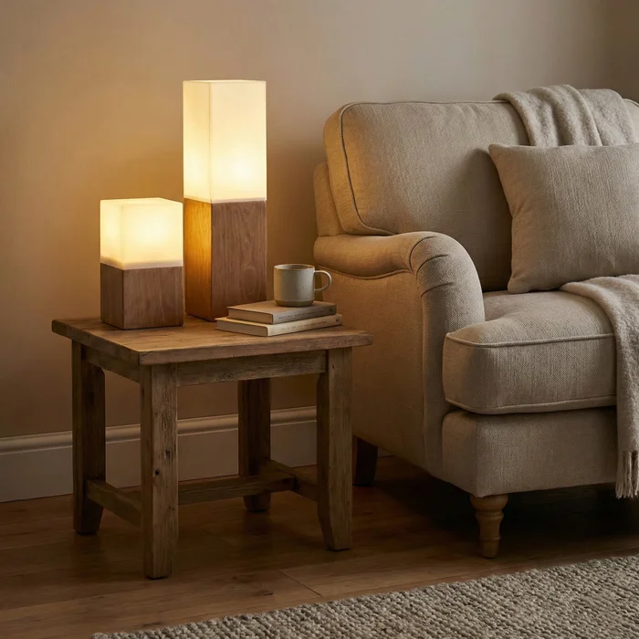 Lámpara de Mesa Block Duo en Madera natural - Lámparas de mesa, Uruguay | La Perla, vista 2