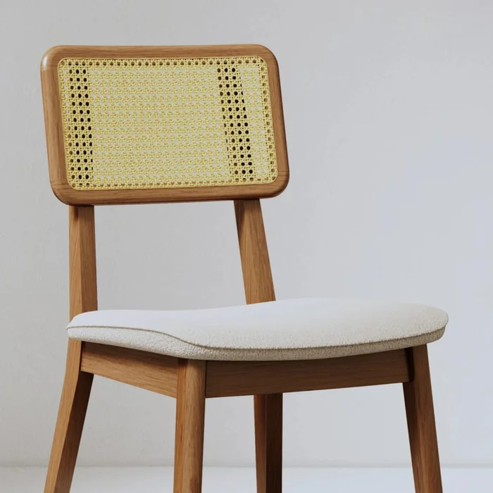 Silla de Comedor Classic - Línea Manhattan - Tela Bouclé/Natural en Blanco - Sillas, Uruguay | Nario Hogar, vista 2