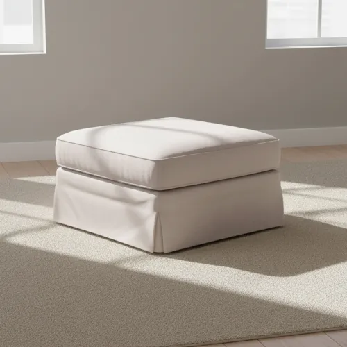 Puff Tela-y-madera Natural-beige Charlie Natural en Madera natural - Sillones y sofás, Uruguay | Divino