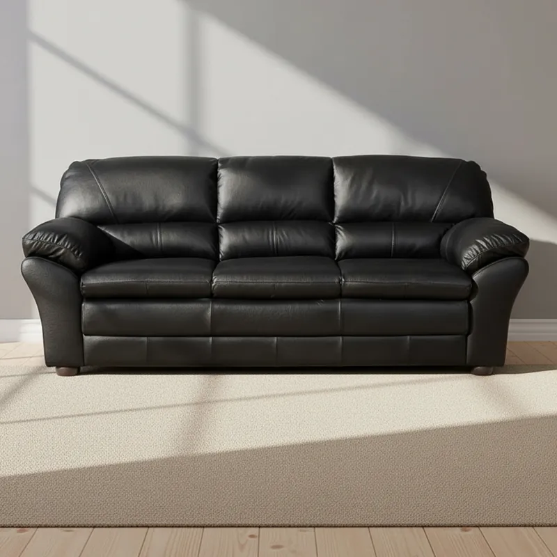 Sillón 3 Cuerpos Cuero Negro Florencia en Negro - Sillones y sofás, Uruguay | Divino
