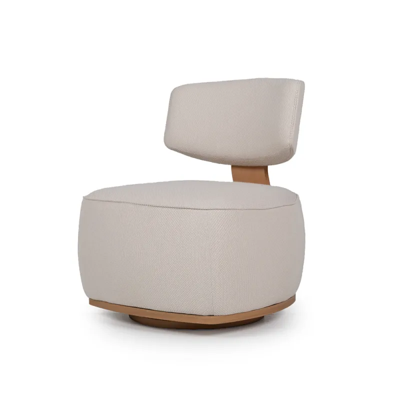 Butaca Orbit - Giratoria - Tela Rústica - Trama beige (9E) en Beige - Butacas, banquetas y puffs, Uruguay | NYR