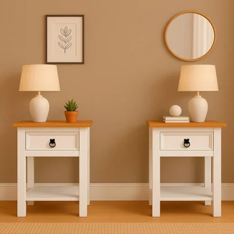 Promo 2 Mesa de Luz 1 Cajón Línea Naturale - BLANCO en Blanco - Mesas de luz, Uruguay | La Cueva Muebles, vista 8
