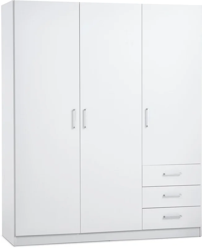Armario FANDRUP 145x176 3 puertas 3 cajones bl en Blanco - Roperos y placares, Uruguay | JYSK, vista 3