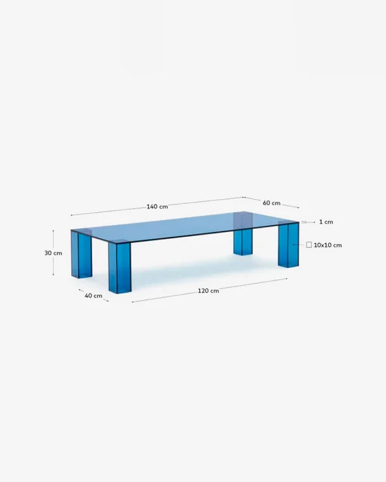 Mesa de centro Adularia de cristal templado - azul 140 x 60 cm en Azul - Mesas de living, Uruguay | Kavehome, vista 7