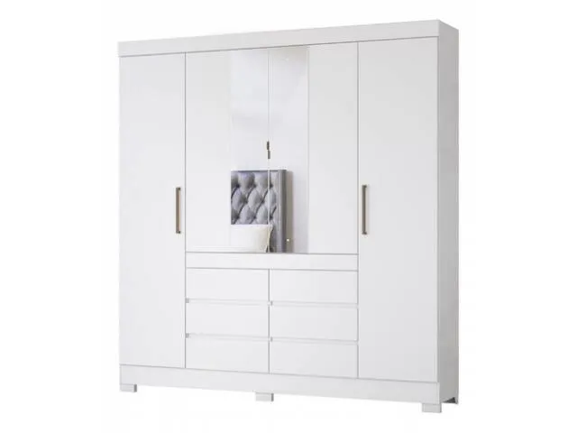 Ropero 4 puertas, 6c CADIS c/Espejo Blanco - Roperos y placares, Uruguay | Que Sal Muebleria