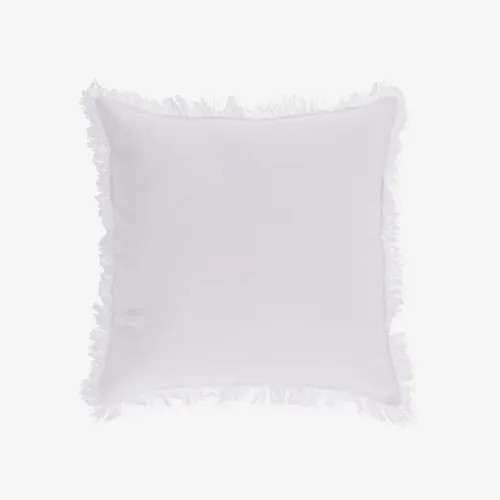 Almohadón Almira algodón y lino flecos beige 45 x 45 cm - blanco 45 x 45 cm en Blanco - Textiles, Uruguay | Kavehome