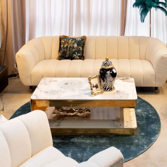 MESA DE CENTRO NUBE DUO Blanco Medium en blanco y dorado - Mesas de comedor, Uruguay | Viasono