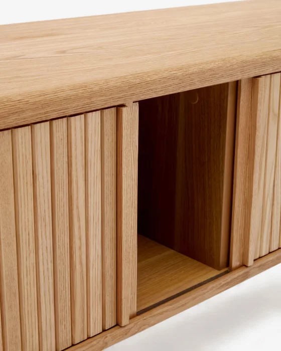 Mueble TV Mailen 2 puertas en chapa de fresno - con acabado natural 120 x 50 cm en Madera natural - Muebles para TV, Uruguay | Kavehome, vista 3