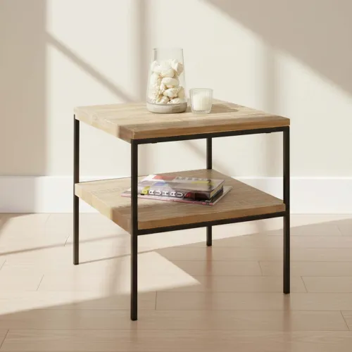 Mesa De Living Lateral - Arrime Madera Natural-beige Madison Natural en Madera natural - Mesas de living, Uruguay | Divino