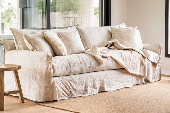 SILLON ALMA XL LINO CRUDO - 2.80 MTS en Blanco - Sillones y sofás, Uruguay | La Iberica
