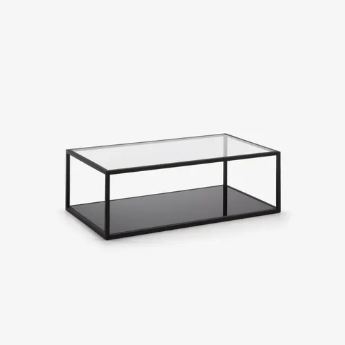Mesa de centro Blackhill - 110 x 60 cm cristal y acero acabado negro en Negro - Mesas de living, Uruguay | Kavehome