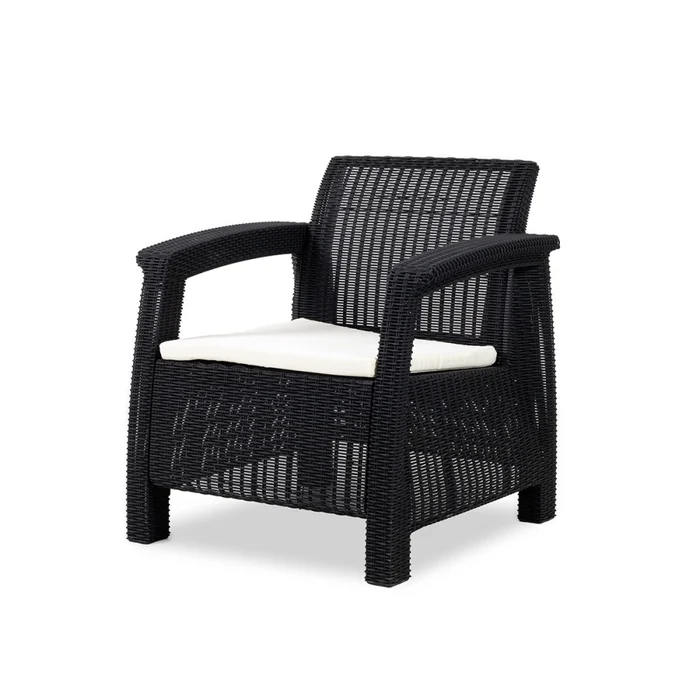 Juego de Jardín Santorini - 2 cuerpos, 2 butacas y mesa - Negro en Negro - Muebles para el exterior, Uruguay | NYR, vista 3
