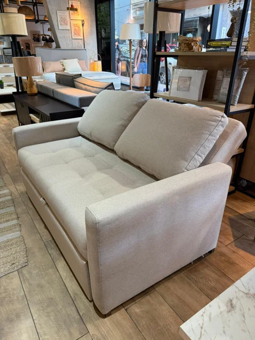 Sofá Cama Dallas 2 Cuerpos 150cm - Beige Aqua Block en Madera natural - Sillones y sofás, Uruguay | Berna Home, vista 6