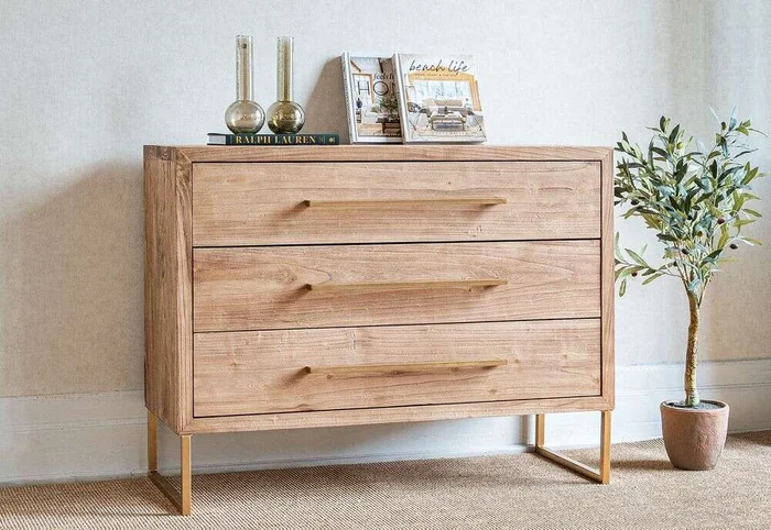 COMODA SUR - ALAMO Y HIERRO ORO VIEJO en Madera natural - Bibliotecas, Uruguay | La Iberica, vista 2