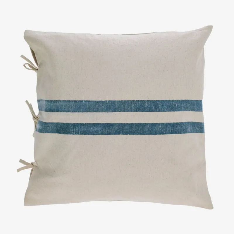 Almohadón Ziza 100% algodón - rayas gruesas azul y blanco 60 x 60 cm en Azul, Blanco - Textiles, Uruguay | Kavehome