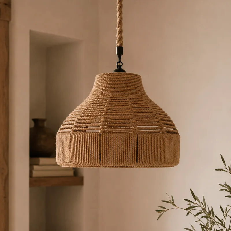 Lámpara colgante en cuerda sisal Juana en Marrón - Lámparas colgantes, Uruguay | Alta Gracia Deco