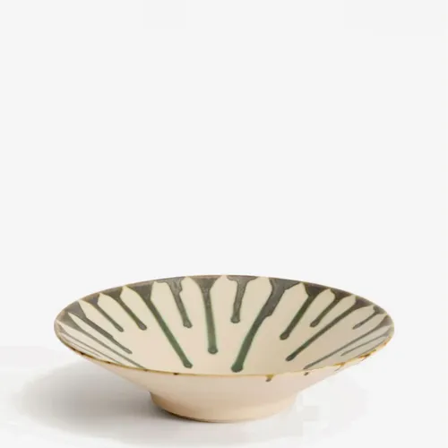 Centro de mesa Olmera de cerámica beige y verde Ø 36,5 cm en Beige - Jarrones, Uruguay | Kavehome