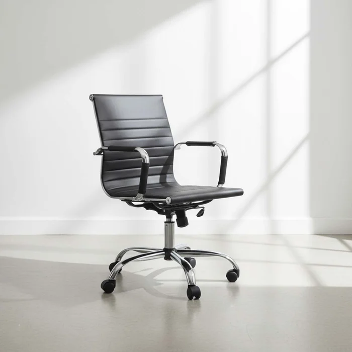 Silla De Escritorio Simil-cuero Negro D-101 en Negro - Escritorios y sillas de escritorio, Uruguay | Divino