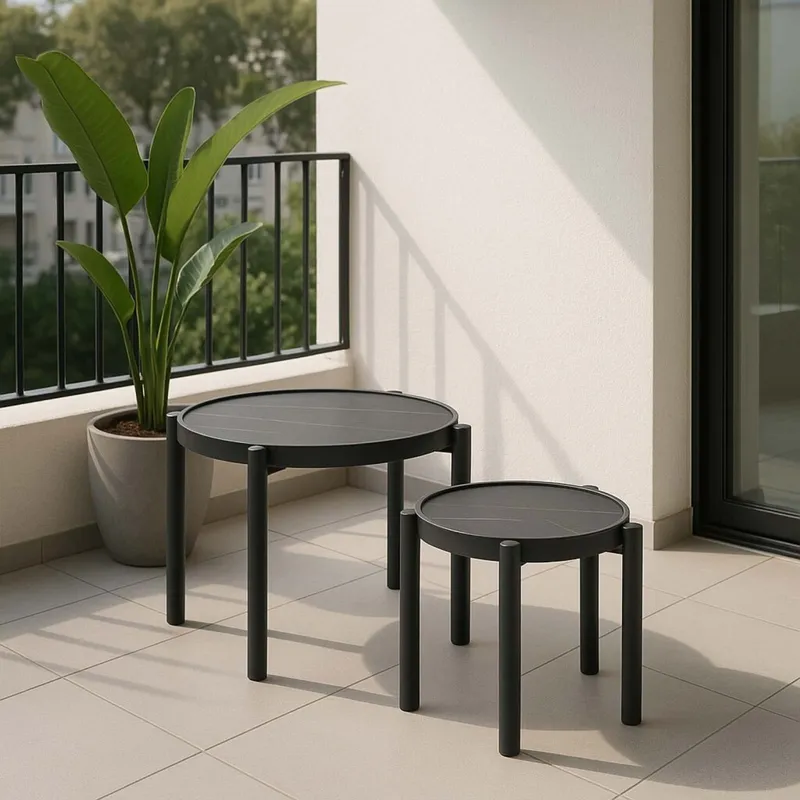 Mesas Centrales Nido Aluminio Negro Everest en Negro - Muebles para el exterior, Uruguay | Divino