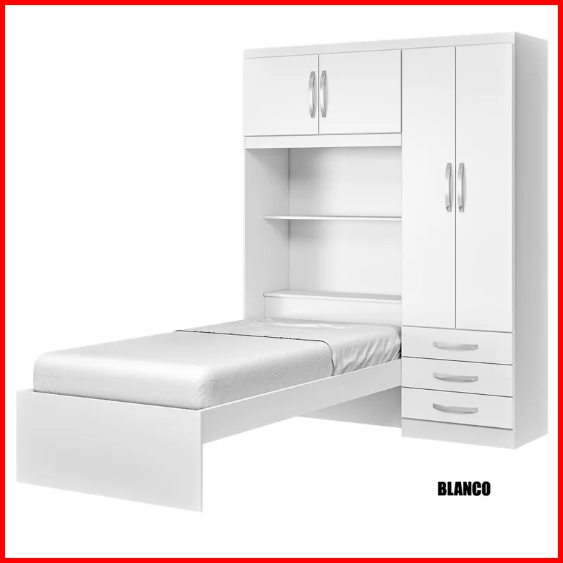 Placard con cama de 1 plaza – Lisboa RG 023 en Blanco - Dormitorio, Uruguay | Punto Unión