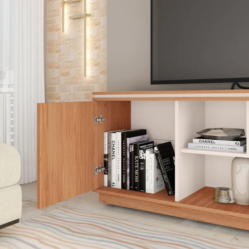 Rack Simetría - Freijo y Off White en Beige - Muebles para TV, Uruguay | NYR, vista 3