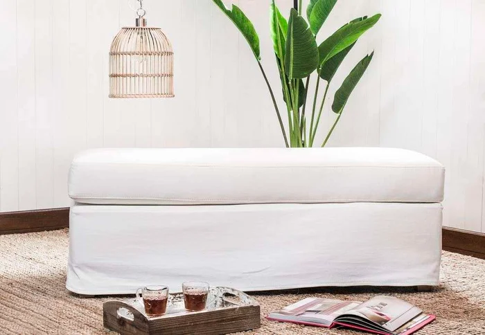 BANQUETA UMA - JEAN BLANCO DESMONTABLE Y LAVABLE en Blanco - Butacas, banquetas y puffs, Uruguay | La Iberica, vista 4