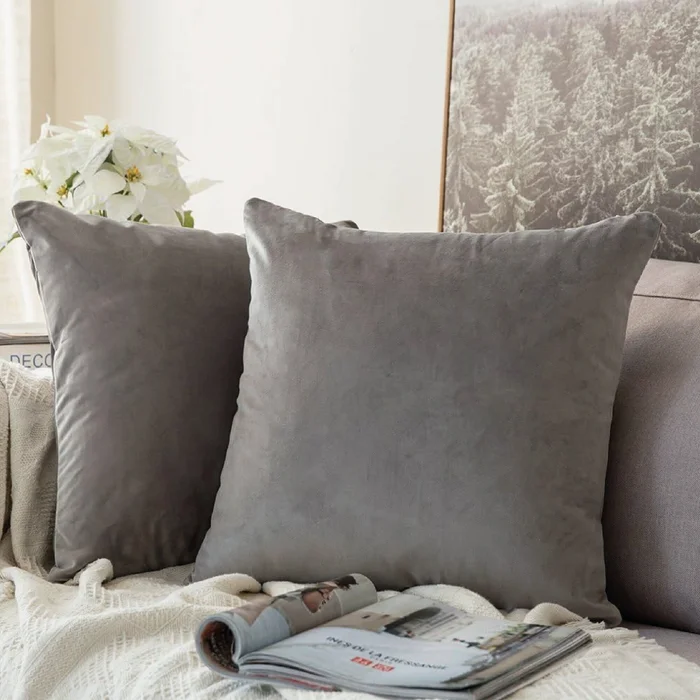 ALMOHADON VELVET 40x40CM GRIS en Gris - Textiles, Uruguay | Koz, vista 2